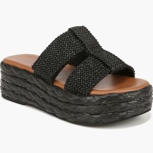 Zodiac Izzy Raffia Platform Black Sandal size 8